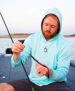 6th Sense Fishing Performance 6 Hooded Sunshirt - Aqua Blue Performance Apparel