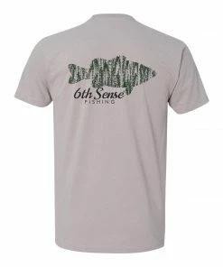 6th Sense Fishing Bass Grass Tee - Light Gray Tee Shirts