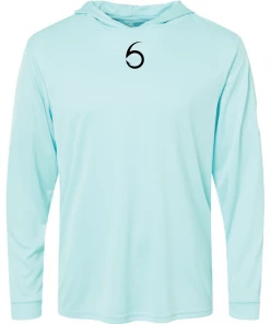 6th Sense Fishing Performance 6 Hooded Sunshirt - Aqua Blue Performance Apparel