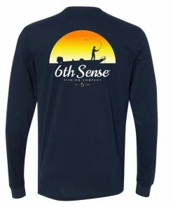 6th Sense Fishing The Sunrise - L/S Tee - Navy Long Sleeve Tees